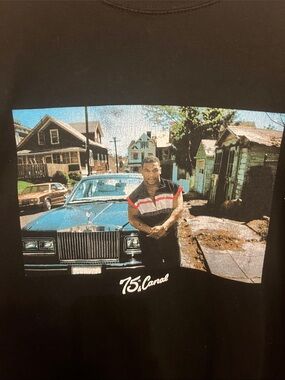 Canali Black Graphic Short Sleeve Tee with Vintage Car Print